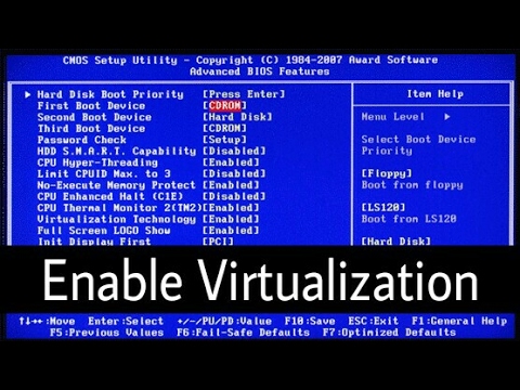 how to enable virtualization in BIOS for Windows
